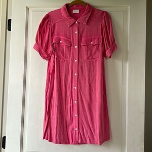 Like New Worn Once Cute Puff Sleeve Button Front Dress By Fate